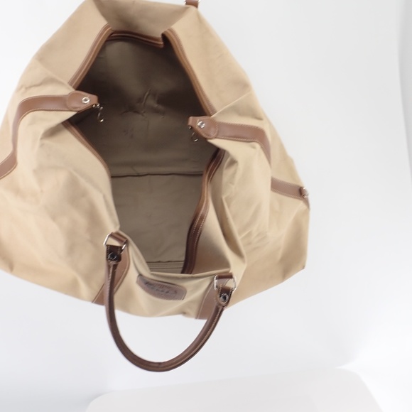 Parfums Lagerfeld Paris Le Club Travel Canvas Tote Duffel Bag Brown Tan XL VTG - Picture 6 of 14